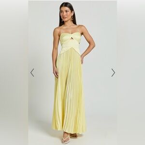 Showpo Light Yellow Pleated Maxi Dress
